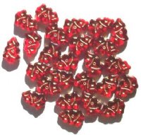 25 17mm Transparent Red and Gold Christmas Tree Beads